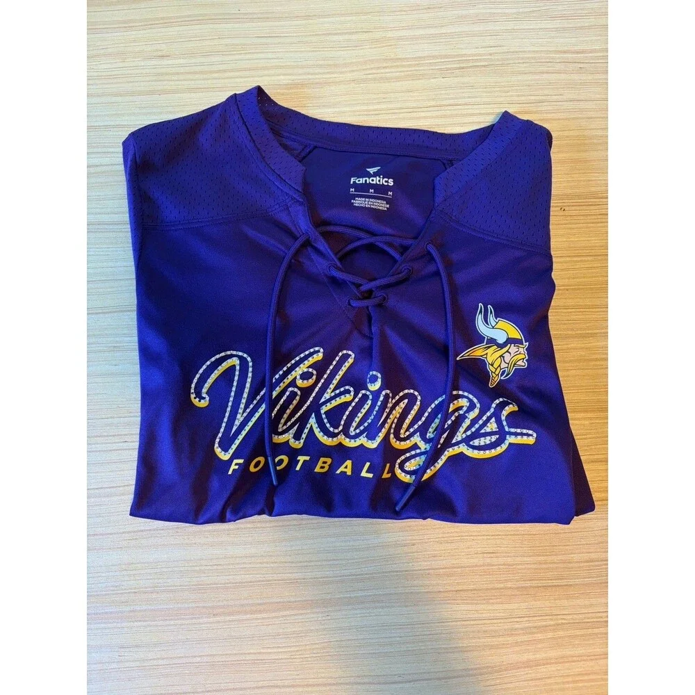 Fanatics Minnesota Vikings Lace Up Jersey Shirt Women’s Medium Purple NFL - Picture 3 of 4
